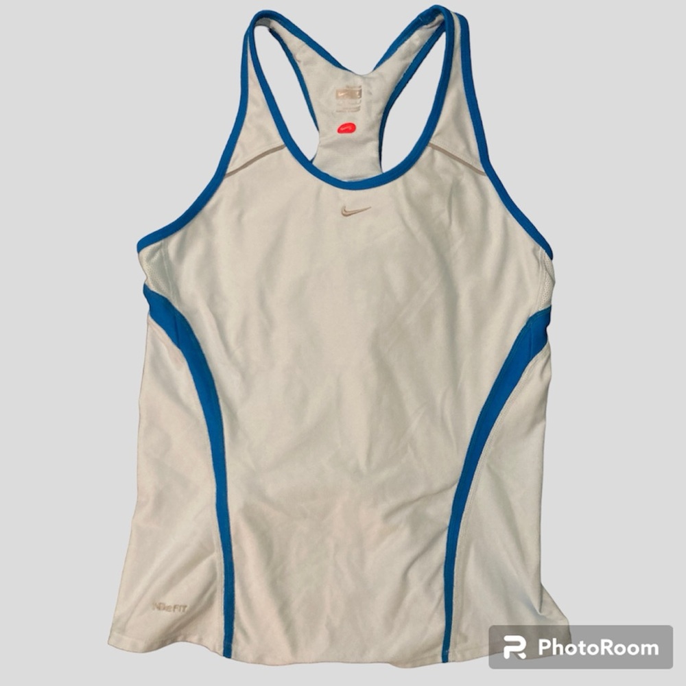 Y2K Nike Athletic Work-Out Tank Top Light Blue with Grey & blue details